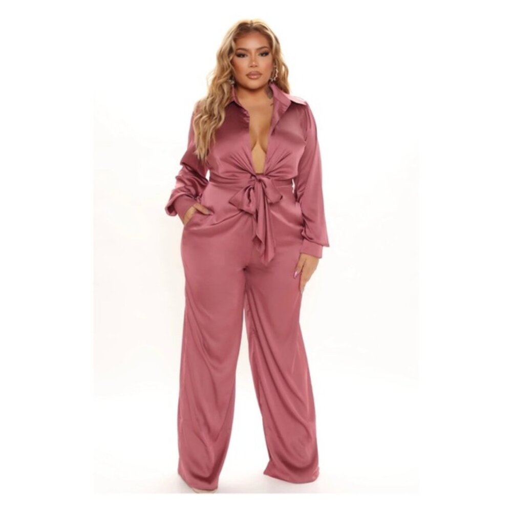 Fashion Nova Satin Jumpsuit NWT